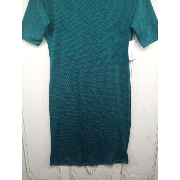 NWT LuLaRoe Dress SZ M Sheath Stretch Julia Style Turquoise 3/4 Sleeves Knee Len - Picture 9 of 16